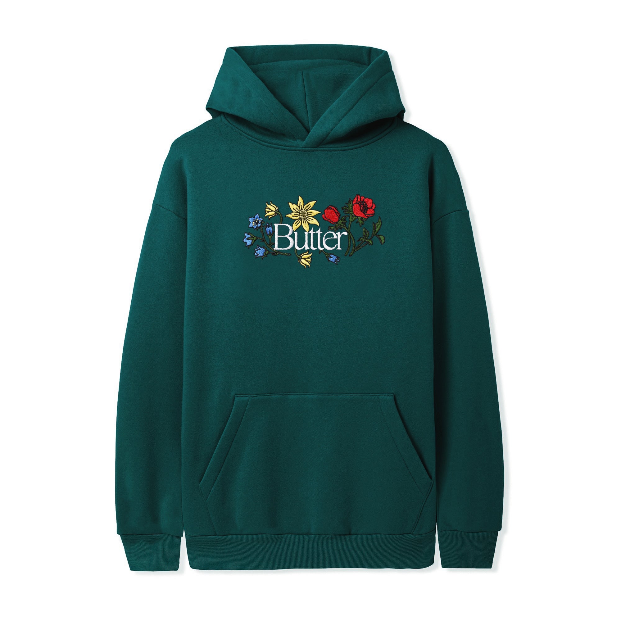Butter Goods Floral Embroidered Pullover Hood Dark Green