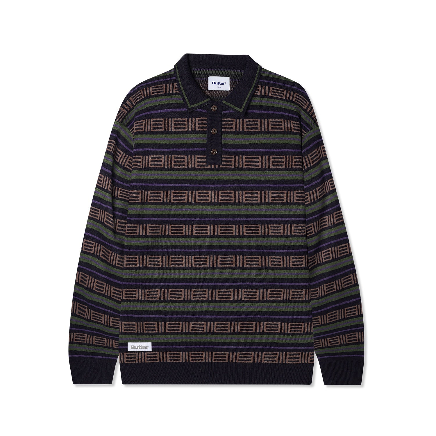 Butter Goods Windsor Knitted Sweater Navy / Forest